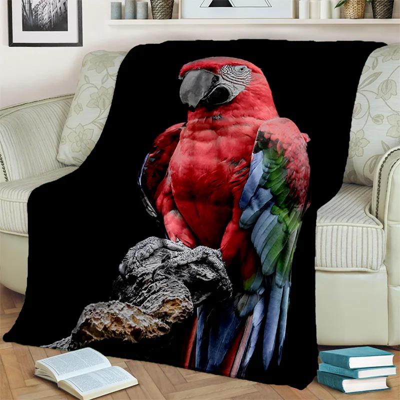 3D Colorful Macaws Parrot Birds Blanket,Soft Throw Blanket for Home Bedroom Bed Sofa Picnic Travel Office Rest Cover Blanket Kid