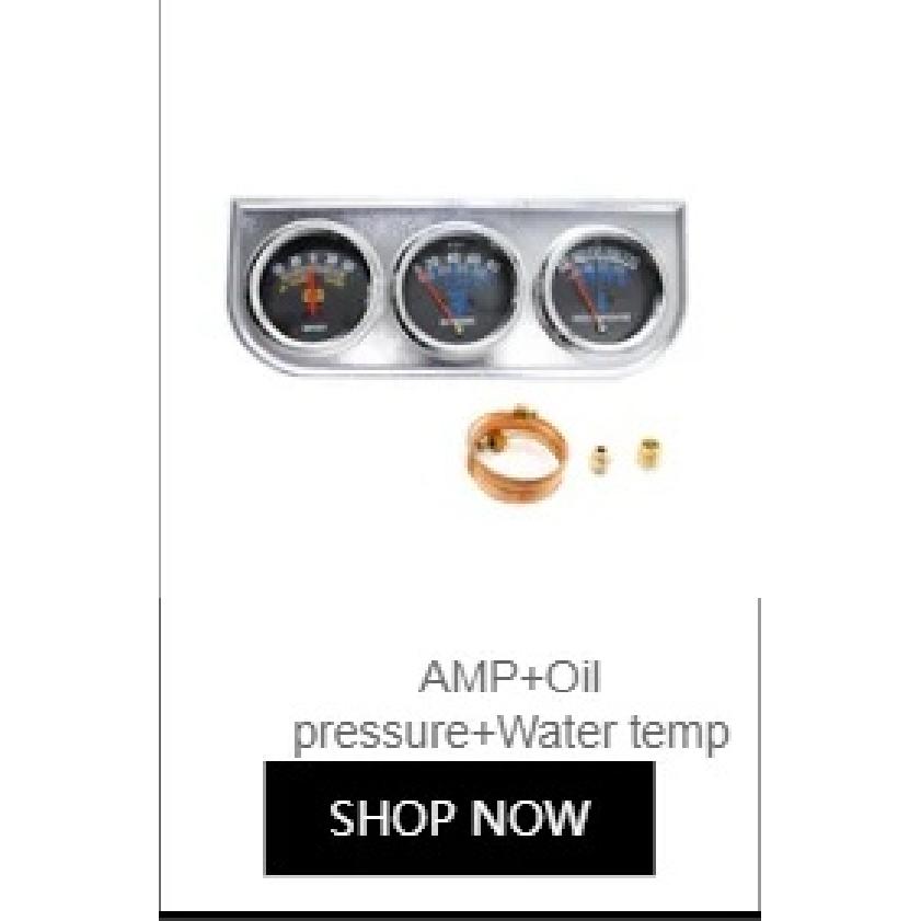 Triple Auto Gauge Set Oil Pressure Water Temp Amp Meter 2" Chrome Panel with White Face TT101324