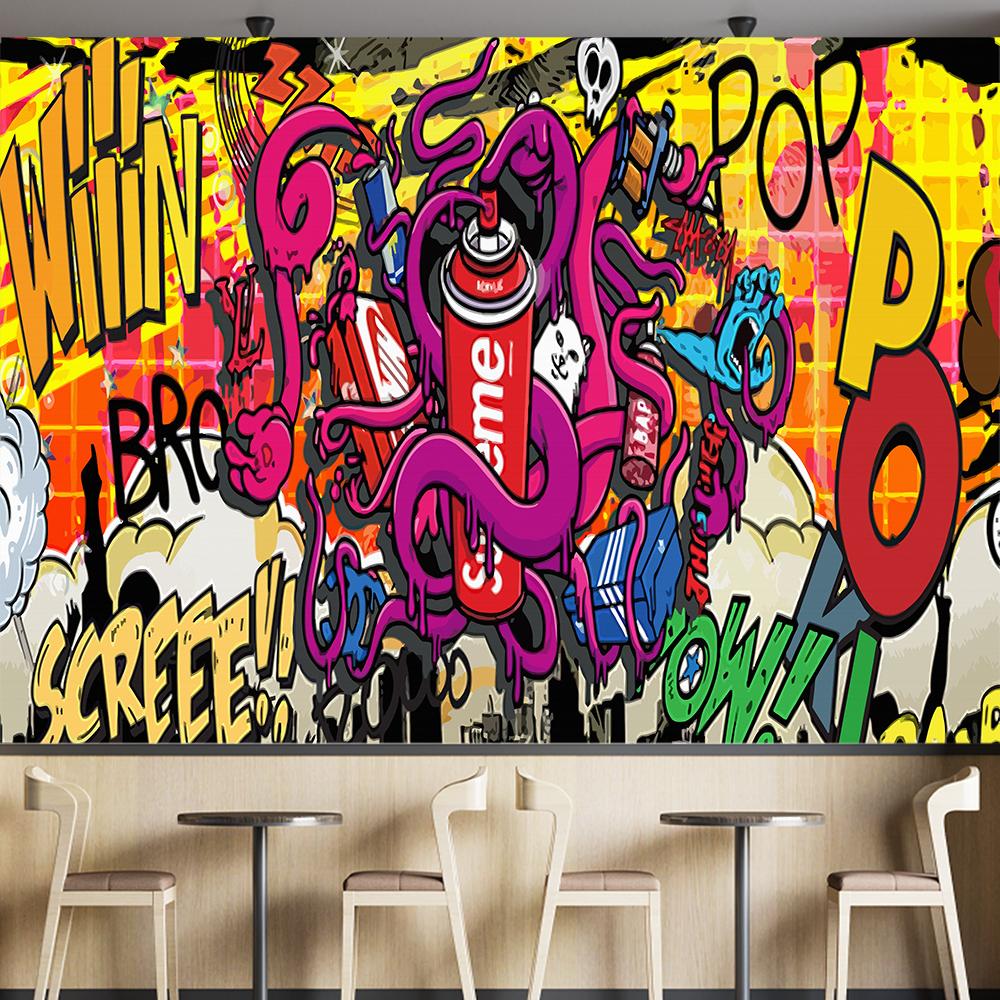 3d Large Cartoon Graffiti Mural Creative Graffiti Wall Mural Bedroom Living Room Wall Paper Home Decor