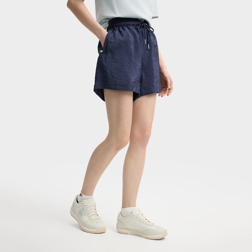 Fila Milano Series Casual Loose Solid Color Shorts Women Shorts Deep-Blue F11W535802FDB