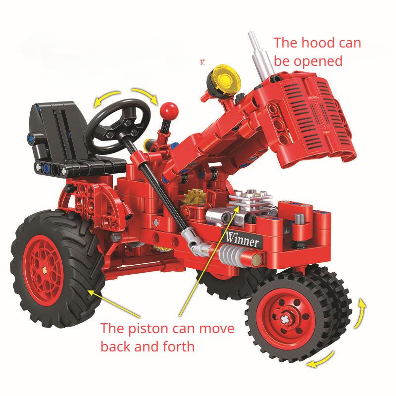 Classic Tractor Model Engineering Vehicle Puzzle Toys Red Tractor Building Blocks Set Children's Holiday Gift Stylish Appearance Practical Daily Use