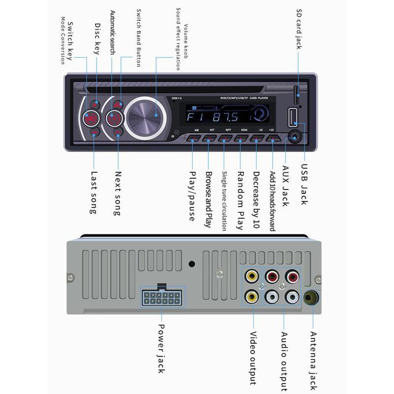 12V CD Player 1 Din Universal Car MP3 Player Autoradio Bluetooth FM Car Multimedia CD VCD DVD AUX USB Car Radio