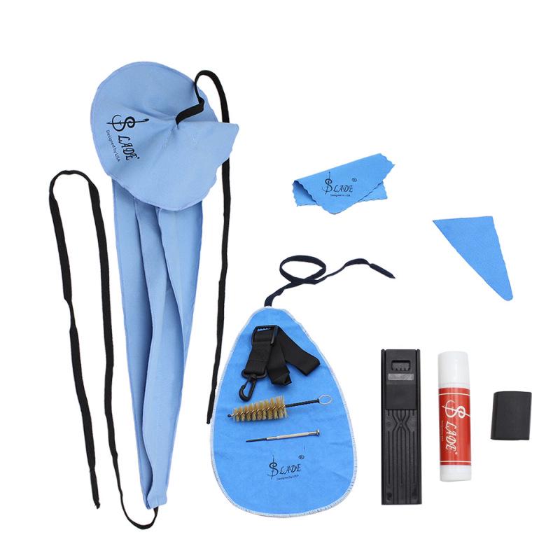 Set da 10 Pezzi Kit di Pulizia per Sassofono Panno Sax Clean Spazzolino per Bocchino Cinghia Mini Set di Cacciaviti