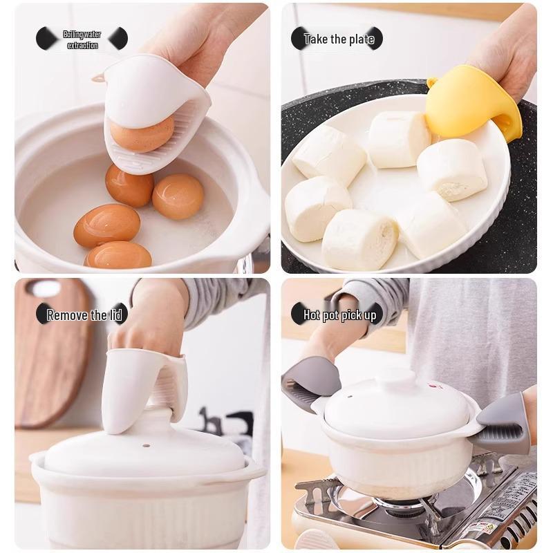 Izolované silikonové chňapky do trouby: Žáruvzdorné rukavice a klipy na kastrol pro pečení a bezpečnost v kuchyni