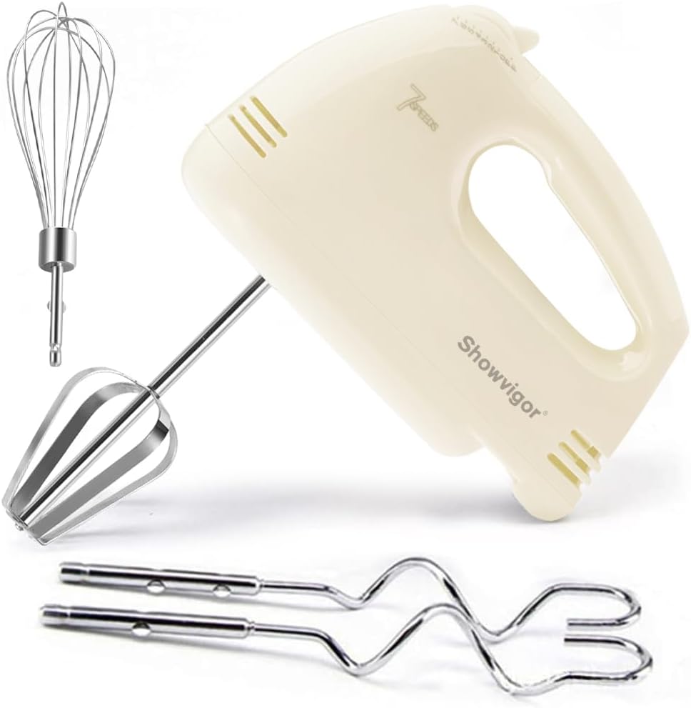 

Handmixer Electric Handheld - 7 Speed Portable Kitchen Mixer Electric, Food Beater for Whipping Mixing Cookies Cakes Eggs Dough