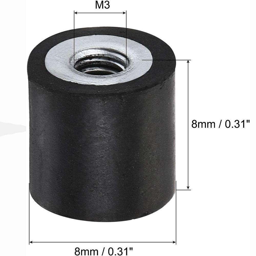 4 шт. Круглые резиновые опоры Черные Амортизаторы Изоляторы вибрации для воздушных компрессоров M3xD8mmxH8mm