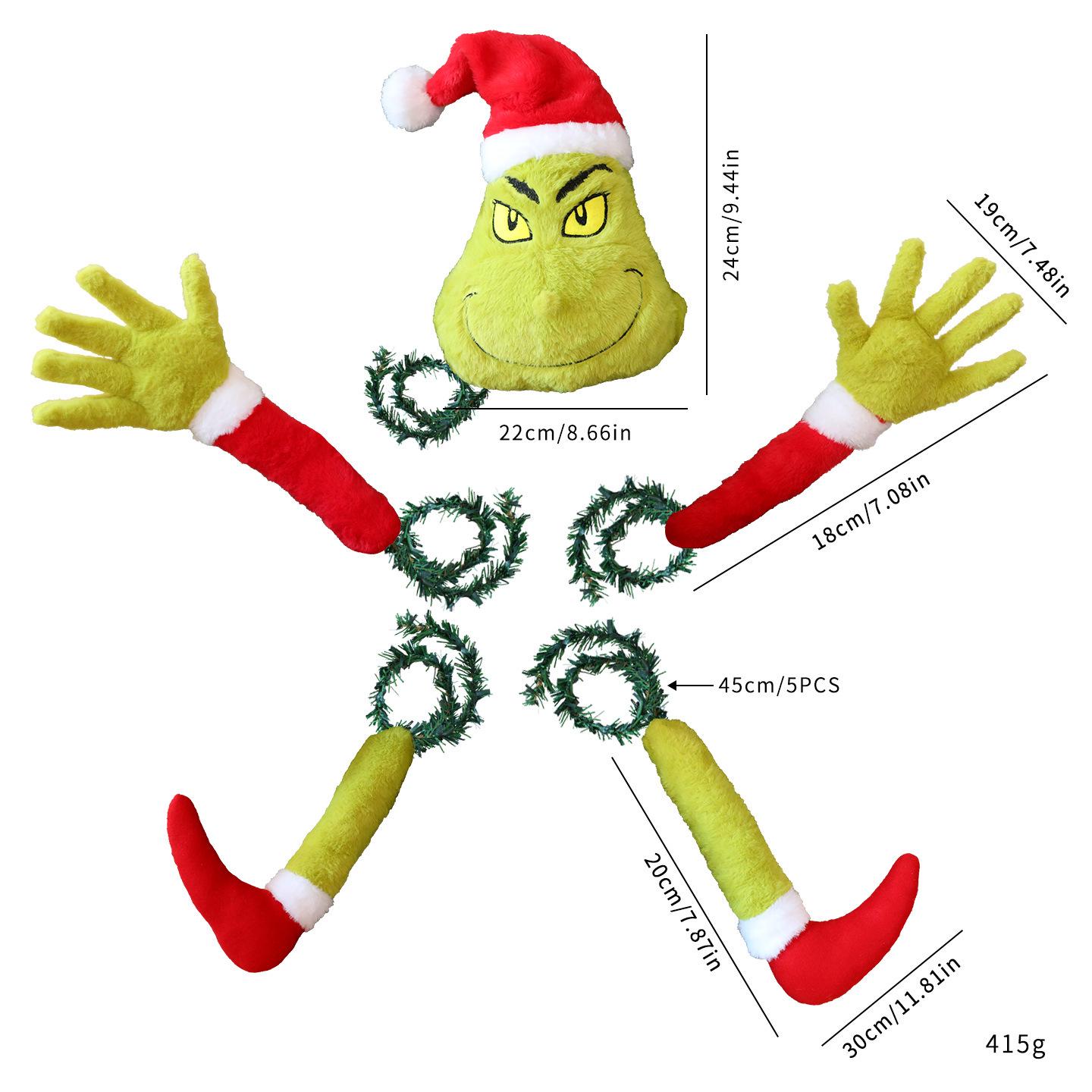 New Christmas Grinch Plush Elf Ornament Doll OPP Bag