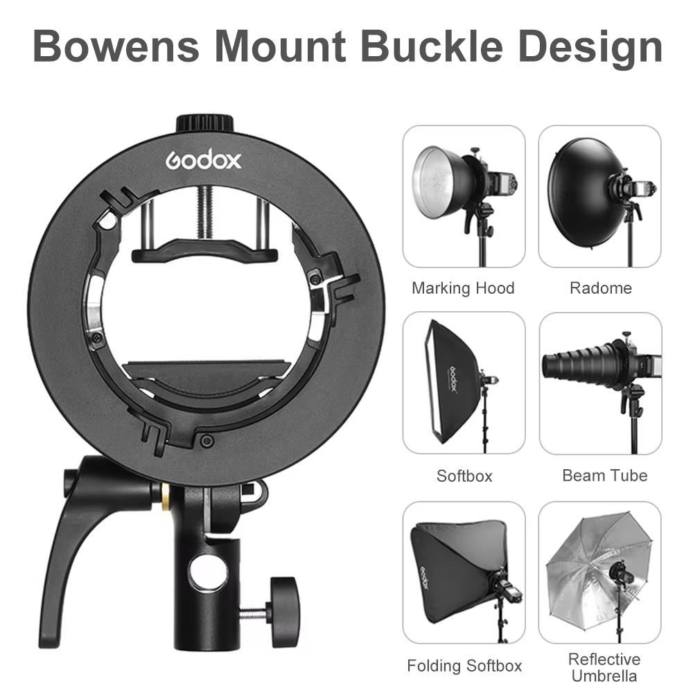 Godox S2 S Bowens Mount Flash S-type Holder Bracket for Godox V1 V860II AD200 AD400PRO TT685 Speedlite Flash Snoot Softbox