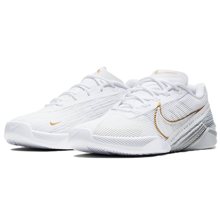 Nike React Metcon Turbo White Metallic Gold Women Sneakers Light-Smoke-Grey CT1249-100