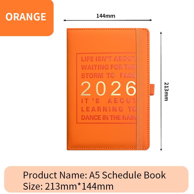 2026 A5 Englischer Jahresplaner mit Gummiband - Kreatives Notizbuch