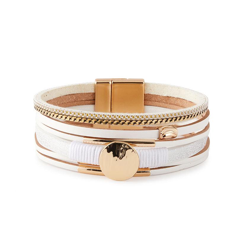 Vintage Rhinestone Braided Leather Bracelet for Women Bohemian Multilayer Wrap Wide Bracelets Party Jewelry Gifts