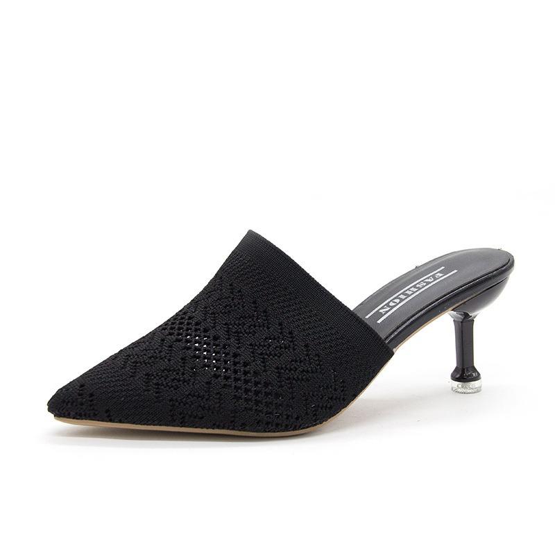 Women's slippers new women's outer wear retro half slippers bag head high heel stiletto retro