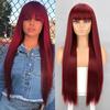 Orange Synthetic Wigs Long Straight Wigs With Bangs For Women Pink Red Cosplay Party Daily Use Natural Hair