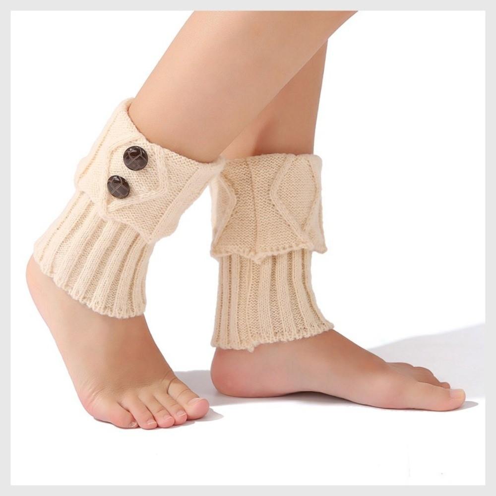 Thermal Short Leg Warmers Buttons Crochet Warm Socks Cuffs New Knitted Leg Warmer  Autumn Winter
