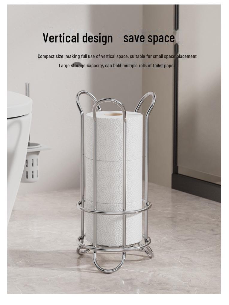 Silver Vertical Paper Towel Holder - Punch-Free Desktop Kitchen Storage Rack