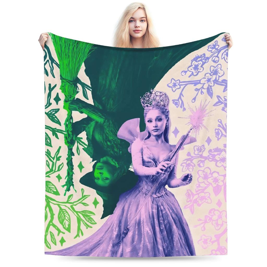 W-Wicked 2 Musical Movie Glinda Elphaba Blanket Warm Soft Street Trend Plush Throw Blanket Flannel Bedspread Bed Cover
