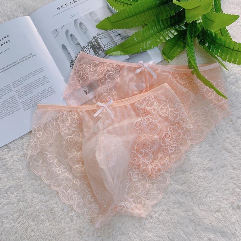 1 szt. Bezszwowe majtki Seduction Koronkowa Seksowna bielizna Przezroczyste Plus size Osobowość Majtki męskie Włókno poliestrowe