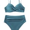 European and American Sexy Bikini Swimsuit High Waist Cross Straps Gather To Cover The Belly and Look Thin Split Swimsuit