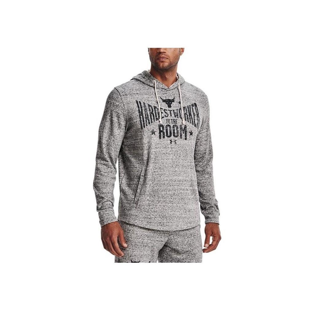 Under Armour Project Rock Hardest Worker Terry Hoodie Men Grey 1370458-112