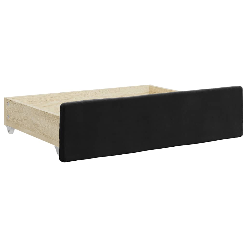 Extendable Daybed with Drawers Black 90x200 cm Velvet