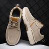 Men's Wide Fit Canvas Lace-up Loafers with Thick Sole for Outdoor Sports