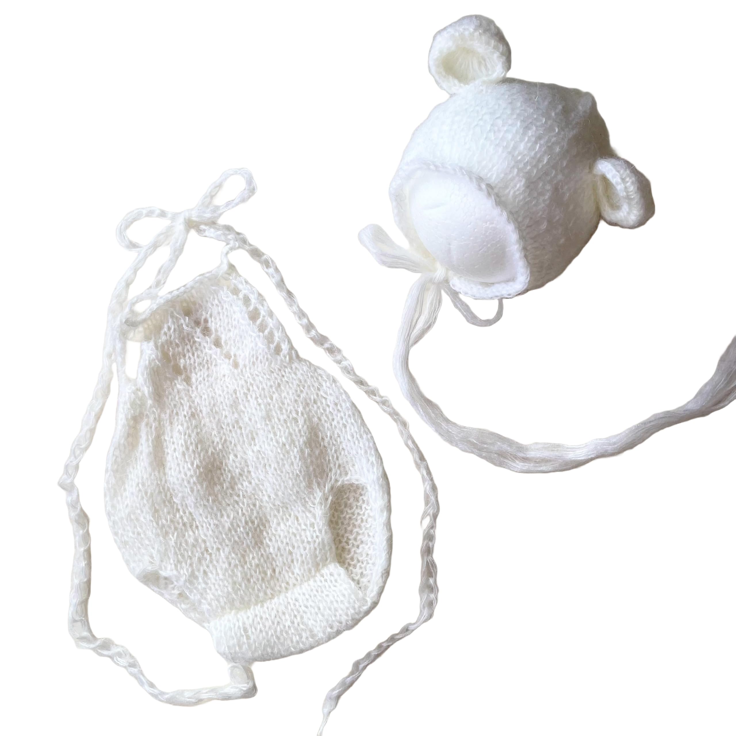 

Newborn photo outfit set for bear ear bonnet hat and mohair for months 6 months [NANA s shop] babies, romper, material, 0-6 (white, (5.5-8kg))