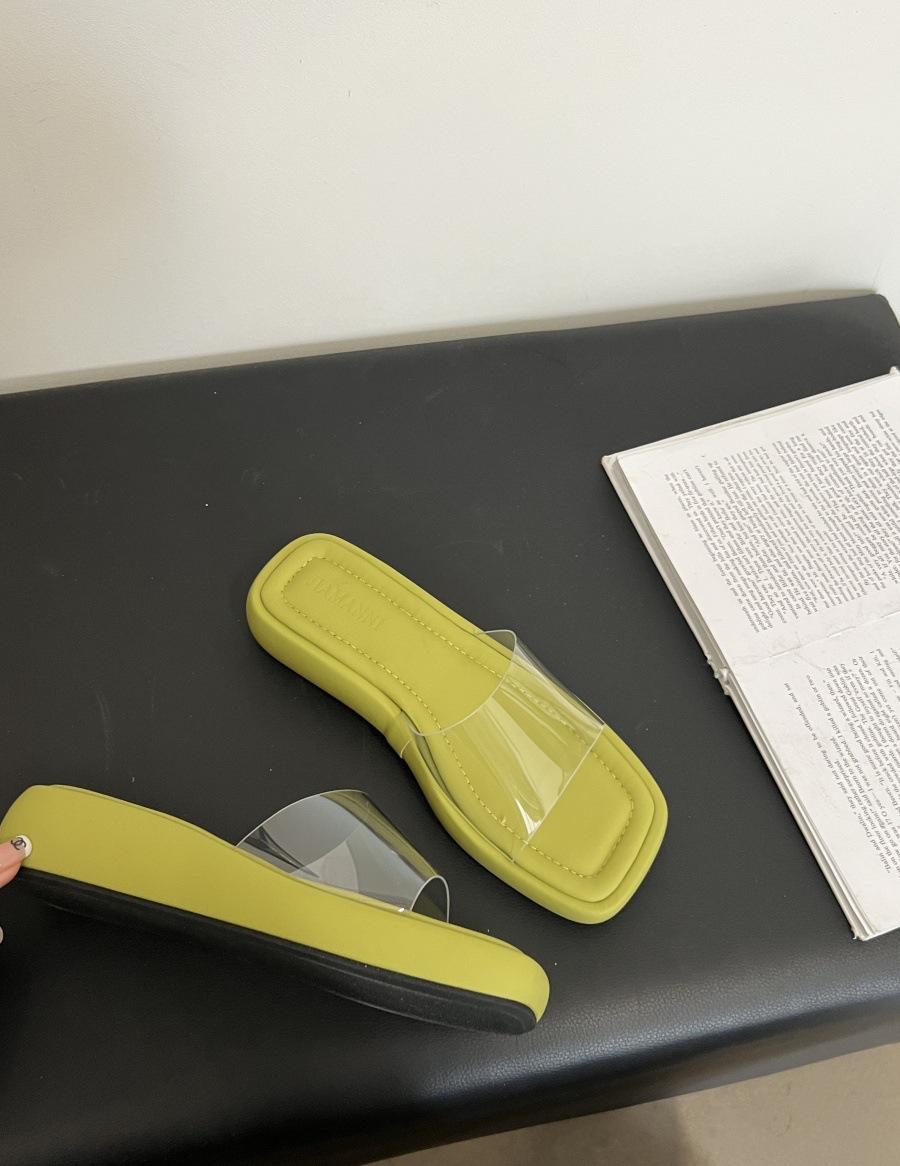 

Design sense niche platform shoes muffin shoes transparent word with open toe sandals slippers women s summer wear spring and summer women s shoes 39 зелений