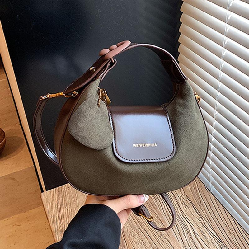 

Premium sense niche bag women s autumn and winter new matte retro shoulder messenger bag dumpling bag зелёный
