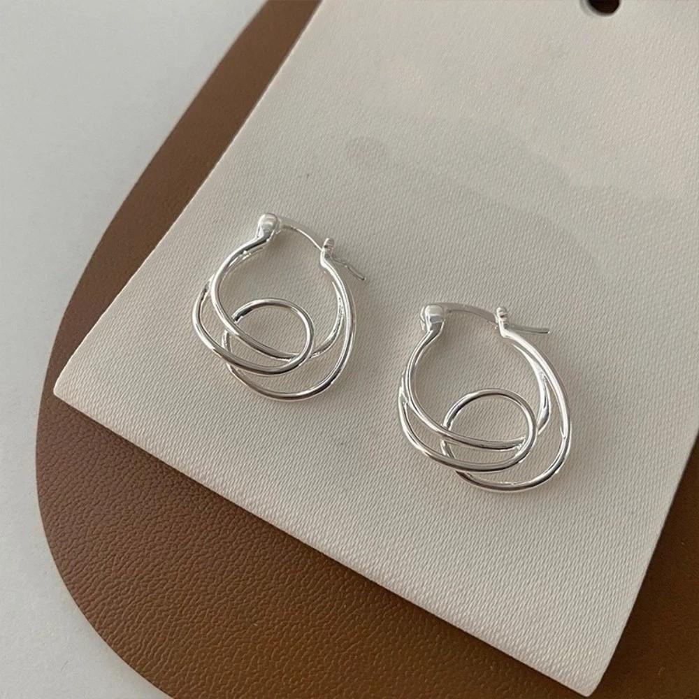 Simple Irregular Earrings Double Layer Personality Earrings Fashionable Hoop Earrings  Gift