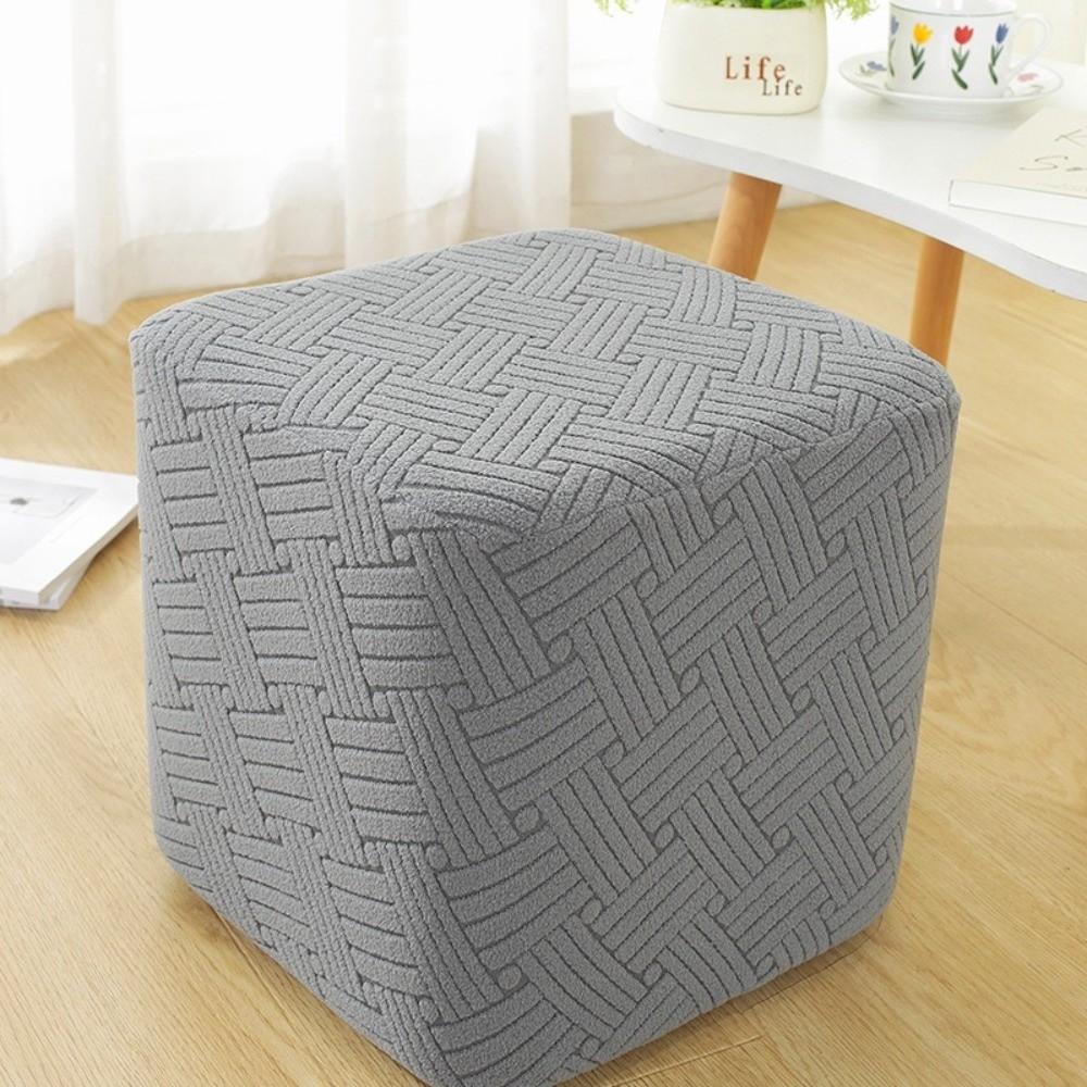 Elastic Jacquard Ottoman Cover Solid Color Footrest Slipcover New Footstool Case  Home Decor