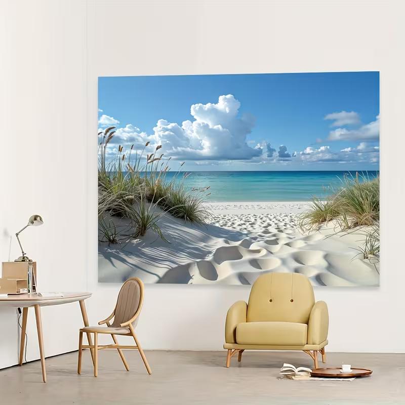 Dwuwymiarowe Tło Tropikalnej Plaży Biały Piasek Błękitne Morze Tło Fotograficzne