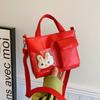 Color Solid Simple With Cute Cartoon Rabbit Decoration Children Bag Shoulder