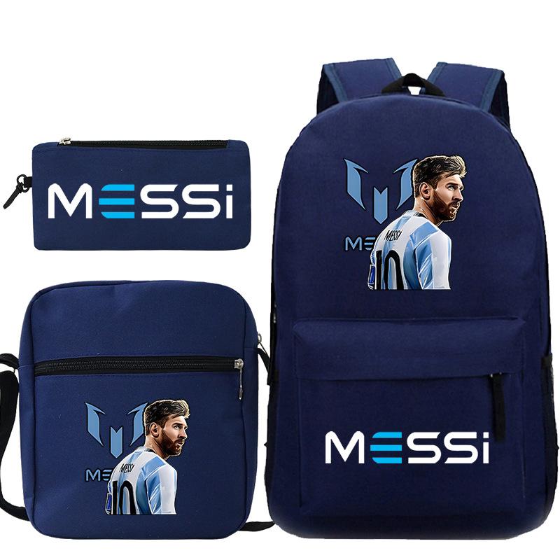 Football Player Peripheral Printing Primary And Secondary School Schoolbag Three-Piece Children'S Backpack