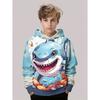 Autumn Winter Shark 3D Printed Hoodies Fashionable Casual Warm Sports Long Sleeved Children's Boy Hooded Sweatshirts