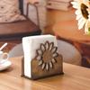 Retro Style Sunflower Napkin Holder Wooden Material Kitchen Desktop Tissue Holder  Tabletop Use