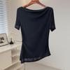 Women's Acetate Blend Short Sleeve Boat Neck Top