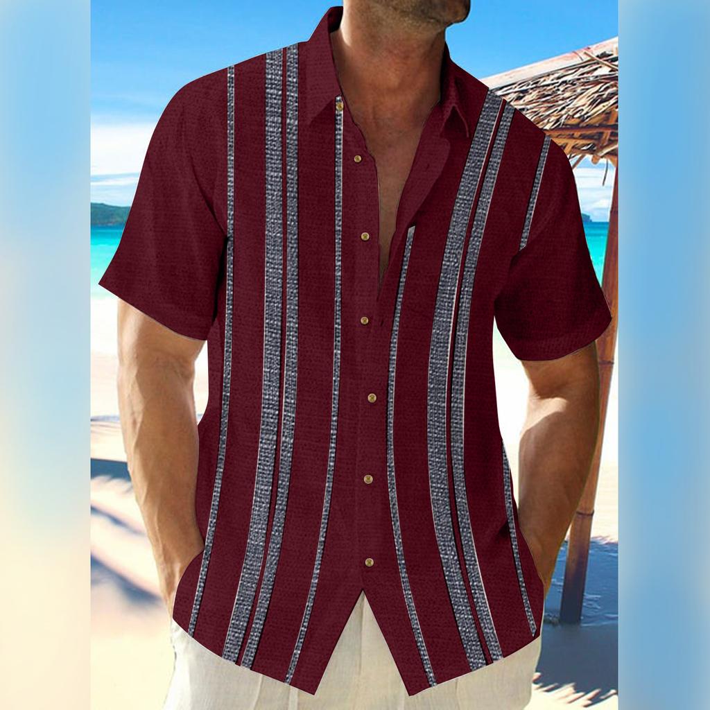 Hawaii-Hemd für Herren, Herren-Bowling-Hemden im Vintage-Stil, kurzärmelig, Sommer-Strandhemd