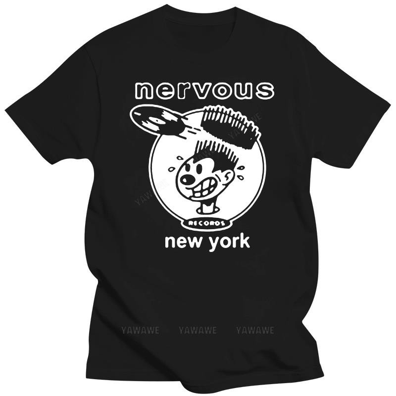 Хлопковая футболка футболки Nervous Records. Андеграунд Хаус Дэнс Музыка Хип-хоп бренд повседневная с коротким рукавом для мужской летней футболки M чёрный