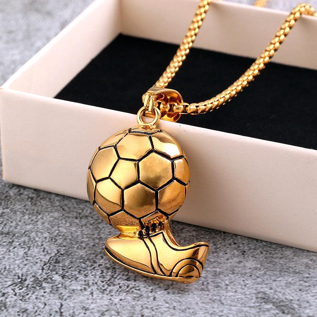 Men's Retro Stainless Steel World Cup Football Pendant Necklace