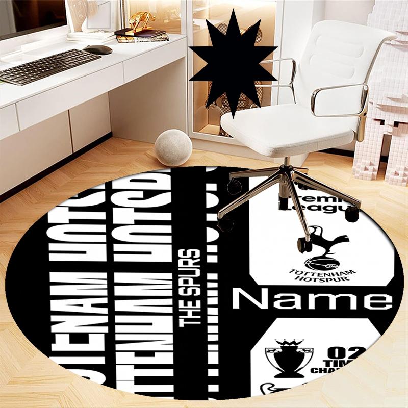 Custom Name Tottenham Hotspur Printed Round Rug Carpet Chair Rug Area Rug Entryway Doormats,for Office Chair Living Room Bedroom Kitchen Room.