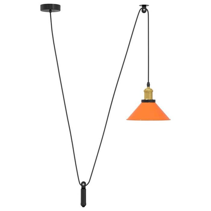VidaXL Lampe suspendue réglable hauteur E27 orange brillant métal, éclairage suspendu, éclairage suspendu de cuisine, 4103448