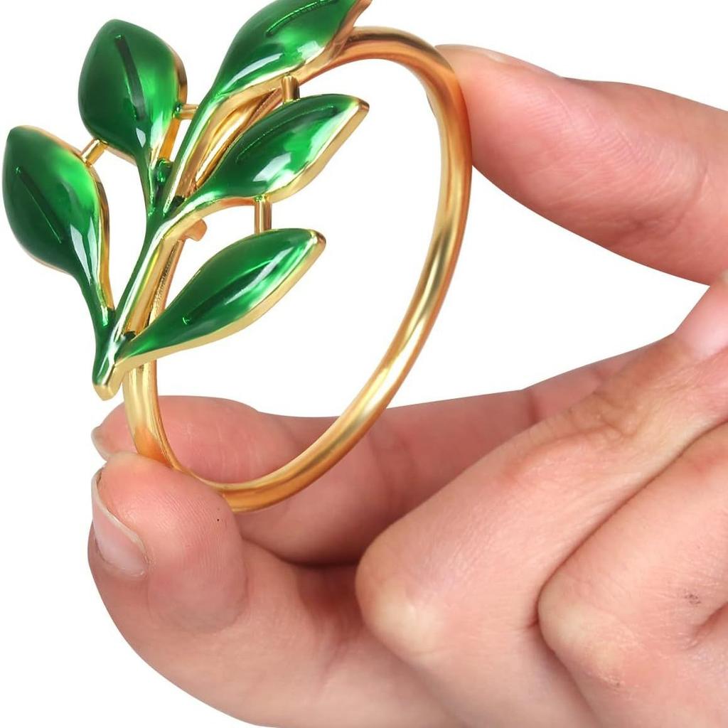 Diamond Napkin Ring Leaf Napkin Ring 6pcs