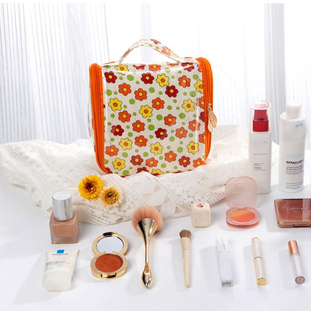 

Zipper PU Cosmetic Bag Waterproof Makeup Bag Fashion Flower Toiletry Bag Travel Storage Bag