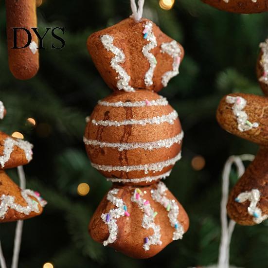Environmentally Friendly Christmas Decor Ornaments 3D Foam Gingerbread/Star/Candy Cane Decoration Multi-size Sticky Powder Hanging for Xmas