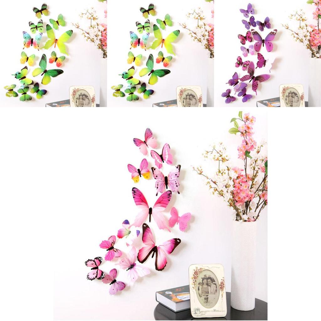 Exquisite 12pcs 3d Butterfly Wall Stickers Perfect For Stylish Bedroom Decor And Decoration