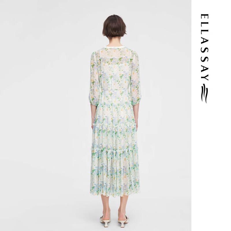 ELLASSAY Elegant Floral Gradient Silk Long Dress