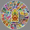 50 Pieces of Retro Colored Church Glass Personalized Creative Baroque Decorative Water Cup Computer Tablet Stickers