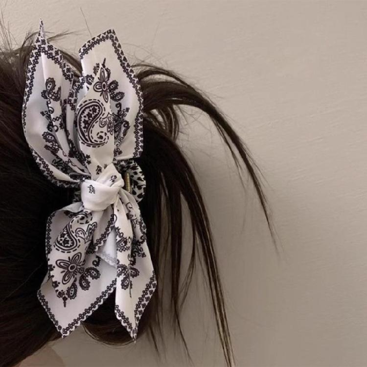 Internet Celebrity Taking Photo Braids Hair Claw with Cashew Flower Bowknot Hair Catch for Teens Braids Side Braids