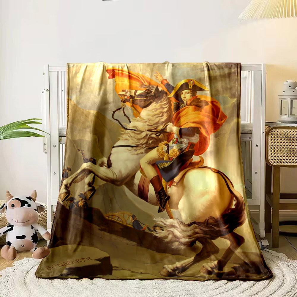 Napoleon Riding Horse Blanket bedroom Blanket for Livingroom Couch lunch break Soft throw for Friend's festival Gift