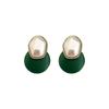 Silver Needle Green Butterfly Flower Pearl Stud Earrings Small Fresh High-end Earrings Earrings Women